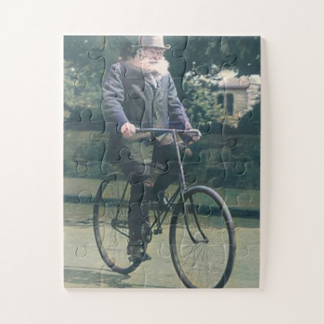 Puzzle John Boyd Dunlop Riding Bicycle c 1915 Color Redux (Vertical)
