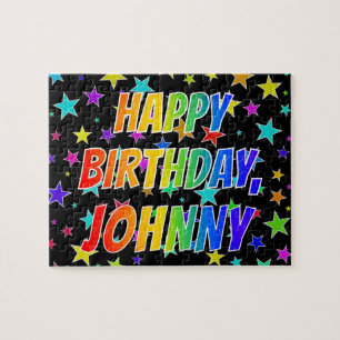 Puzzle "JOHNNY" Prénom, Fun "HEUREUX ANNIVERSAIRE"