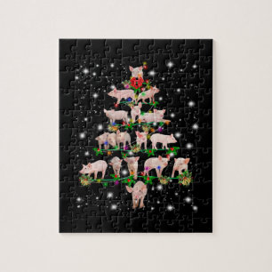 Puzzle Joli Arbre De Noël De Cochon Couvert De Flamme De