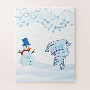 Puzzle Joli bonhomme de neige et vent d'hiver
