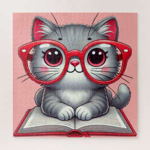 Puzzle Joli Chat Avec Des Lunettes Cadeau Pour Les Amateu