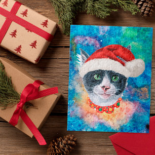 Puzzle Joli chat noir et blanc fête de Noël cadeau de Noë