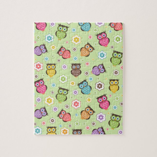 Puzzle Joli chouettes et fleurs à la mode motif (Vertical)
