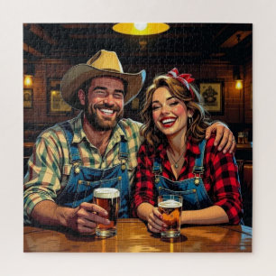 Puzzle Joli couple de cow-boys de country et western dans