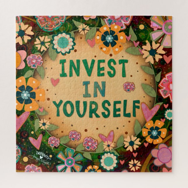 Puzzle Joli investissement dans vous amusant Floral Jaune (Vertical)