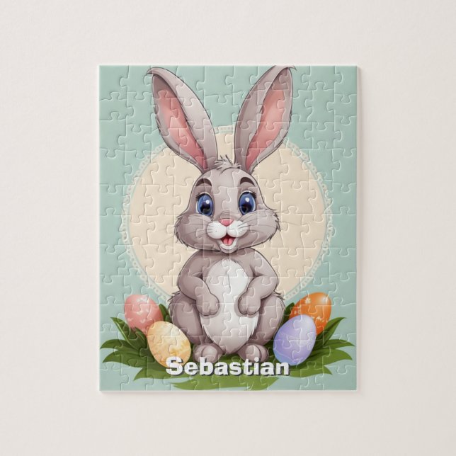 Puzzle Joli lapin de Pâques Enfants Personnalisés (Vertical)