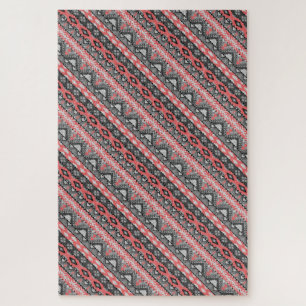 Puzzle Joli motif aztèque gris rouge design