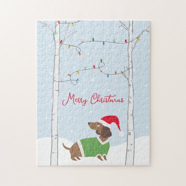 Puzzle Joli Noël Joyeux Noël Vacances d'hiver Dachshund (Vertical)