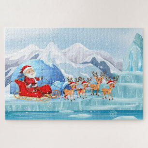 Puzzle Joli Noël Père Noël, Sleigh et Reindeer