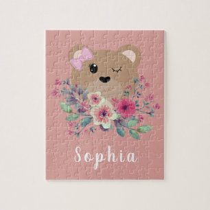 Puzzle Joli Ours Teddy Blush Rose Enfants & Nom