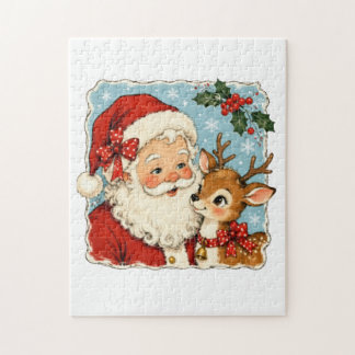 Puzzle Joli Père Noël de Noël Renne
