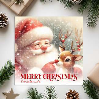 Puzzle Joli Père Noël Rudolph Cadeau Personnalisé pour En