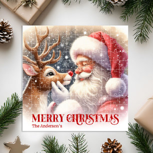 Puzzle Joli Père Noël Rudolph Fêtes de Noël  