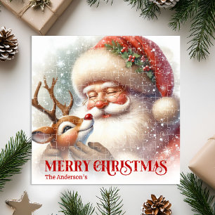 Puzzle Joli Père Noël Rudolph Personnalisé Fêtes Enfants