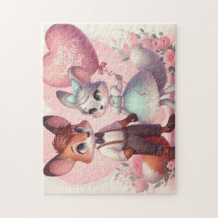 Puzzle Joli renard de caricature Saint Valentin