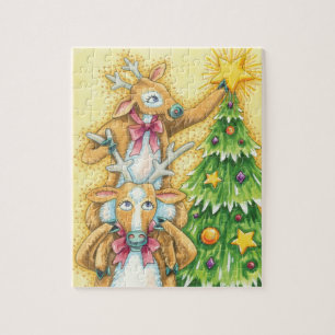 Puzzle Joli renne de Noël avec l'étoile de l'arbre de Noë