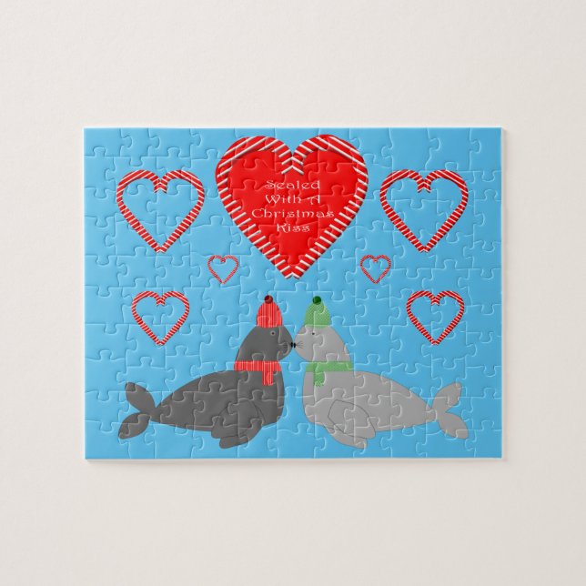 Puzzle Joli Seals de baiser de Noël (Horizontal)