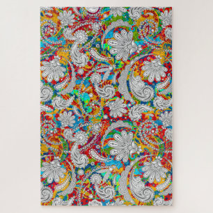 Puzzle Joli vintage coloré blanc cachemire motif