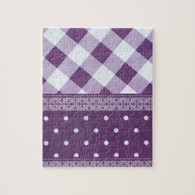 Puzzle Joli violet à damiers Damask Motif sans joint (Vertical)