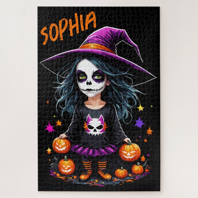 Puzzle Jolie Adorable Kawaii Halloween sorcière (Vertical)