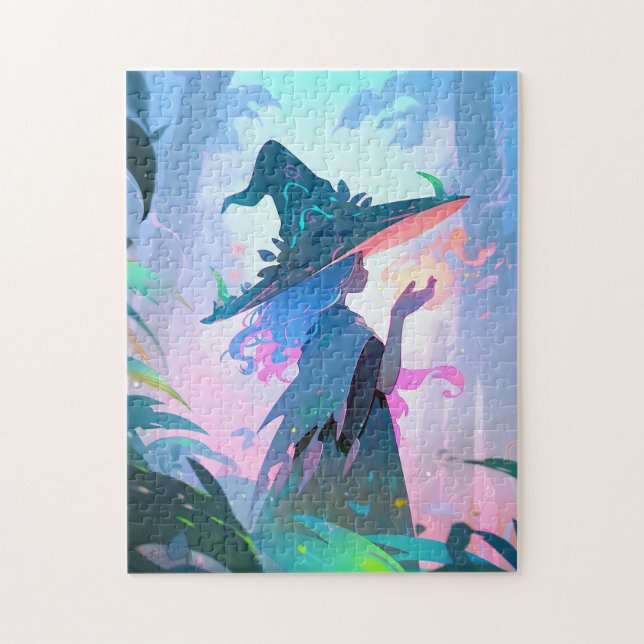 Puzzle Jolie Anime sorcière fille Imaginaire Art (Vertical)