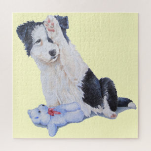 Puzzle Jolie collie frontière chiot et l'art chien en pel