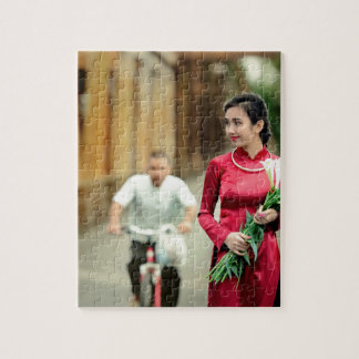 Puzzle Jolie en rouge