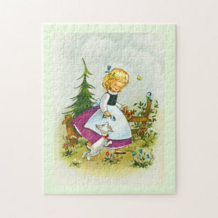 Puzzle Jolie fille avec un chien
