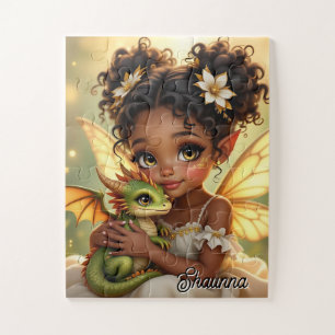 Puzzle Jolie Fille Fée Anime et Dragon Chibi