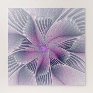 Puzzle Jolie fleur rose abstraite moderne art fractal