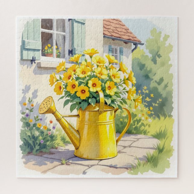 Puzzle Jolie Fleurs Jaunes dans la canne d'arrosage (Vertical)