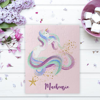 Puzzle Jolie licorne florale Enfants personnalisés