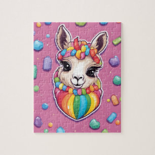 Puzzle Jolie Llama colorée avec bonbons et bonbons