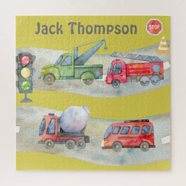 Puzzle Jolie monogramme couleur aquarelle voitures dans l (Vertical)