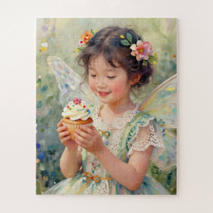 Puzzle Jolie petite fille fée tenant un Cupcake