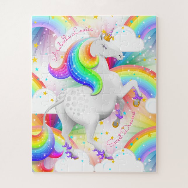 Puzzle Jolie Princesse Unicorn Personnalisé (Vertical)