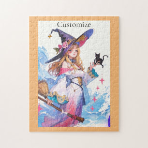 Puzzle Jolie Sorcière tenant Chat noir Thunder_Cove