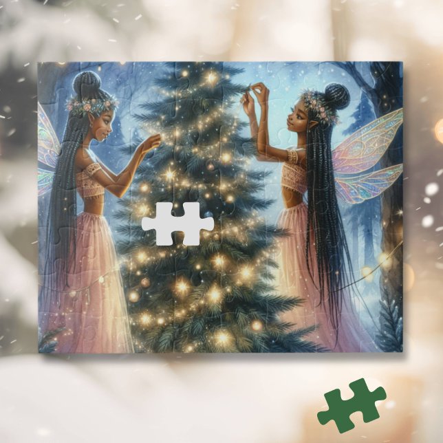 Puzzle Jolies fées décorant l'arbre de Noël (Créateur téléchargé)