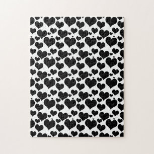 Puzzle Jolis cœurs noirs sur fond blanc pour votre Saint-