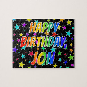 Puzzle "JON" Prénom, "HEUREUX ANNIVERSAIRE"