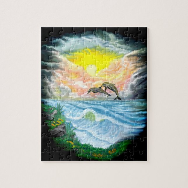 Puzzle Jouer aux dauphins sous le soleil (Vertical)