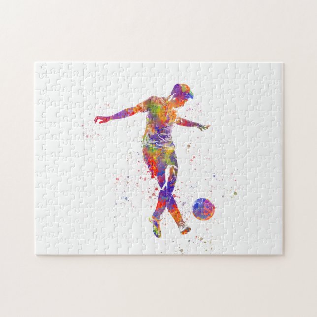 Puzzle Joueur de football en aquarelle (Horizontal)