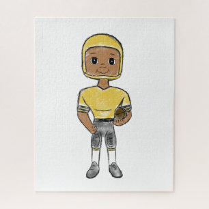 Puzzle joueur de football vintage rétro noir jaune simple