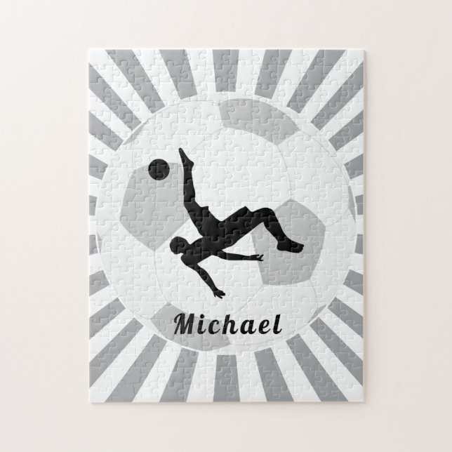 Puzzle Joueur de soccer Trick Grey Sunlight Ball Kids Nom (Vertical)