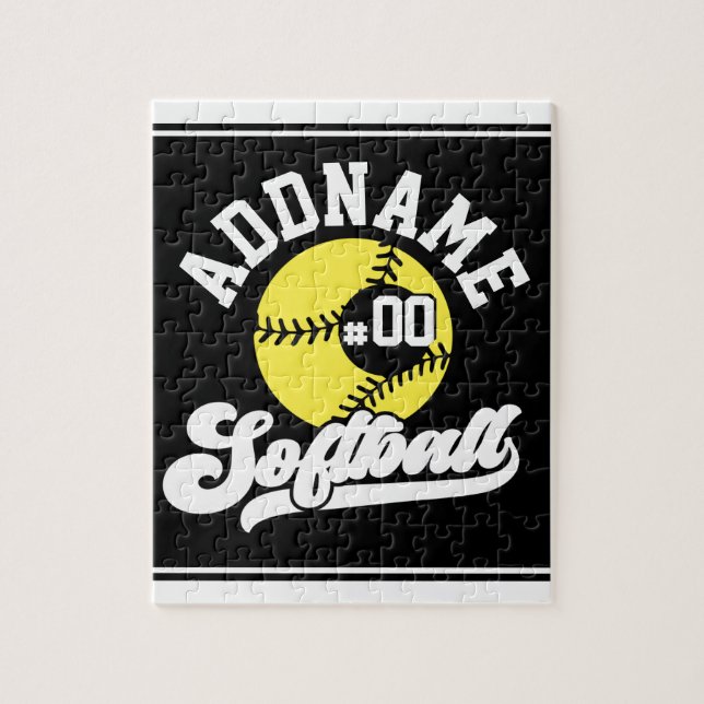 Puzzle Joueur de softball personnalisé AJOUTER LE NOM Équ (Vertical)