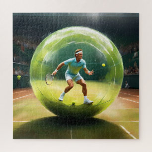 Puzzle Joueur De Tennis Ball Sur Court,