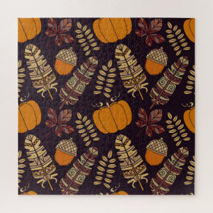 Puzzle Jour d'Action de grâce coloré, motif d'automne.