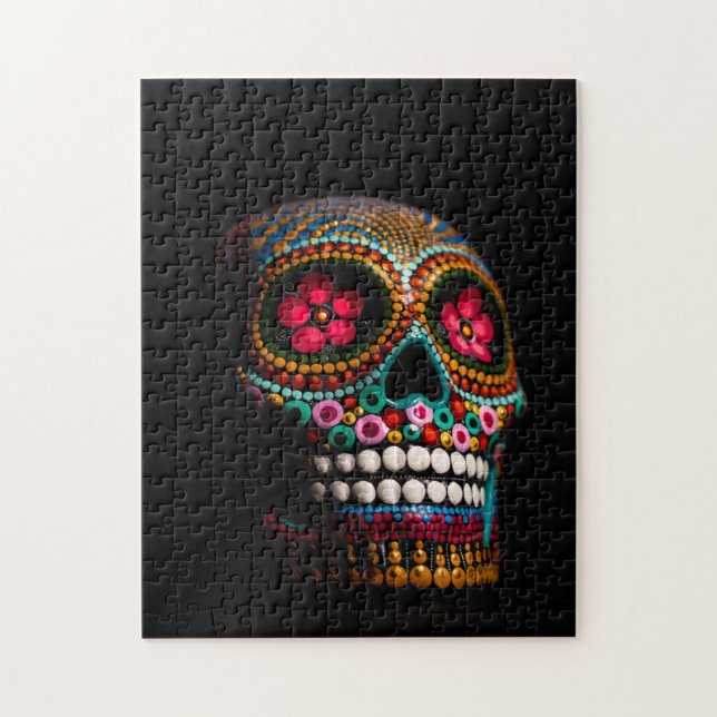 Puzzle Jour de la mort Halloween mignon crâne peint (Vertical)