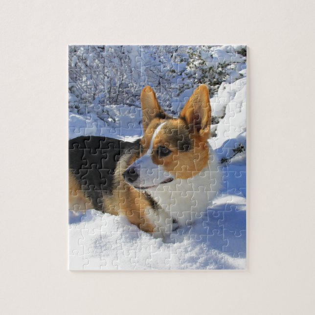Puzzle Jour de neige de corgi de Gallois (Vertical)
