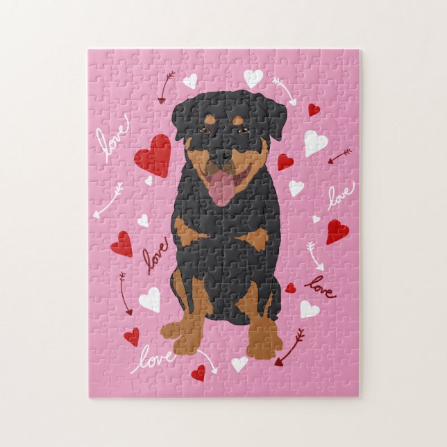 Puzzle Jour des Valentines de Rottweiler (Vertical)